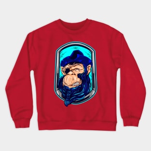 chimpanzee pirate illustration Crewneck Sweatshirt